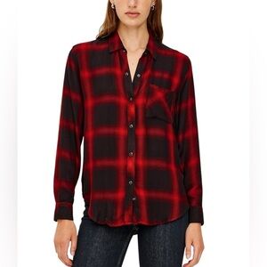 Rails Women’s Hunter Button Up Diffused Cardinal & Black Flannel Shirt XL